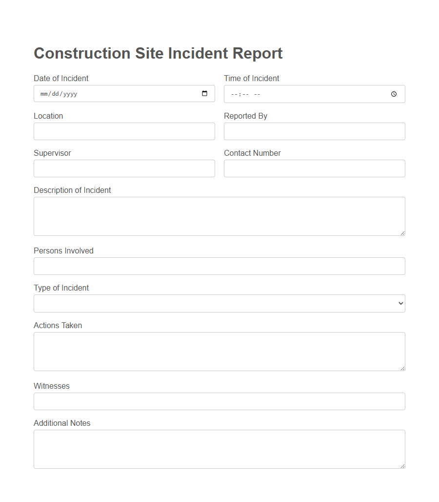 Workplace Accident Report Form Template PDF Samples