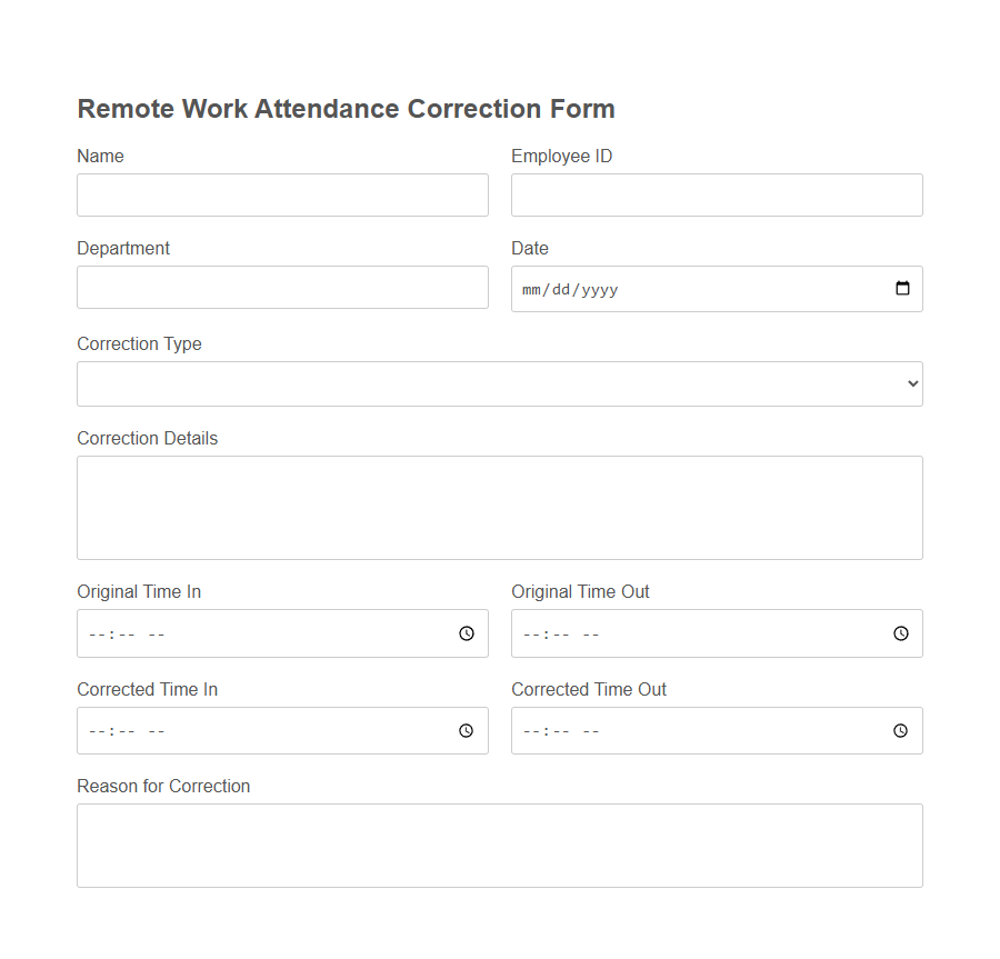 Attendance Correction Form PDF Samples