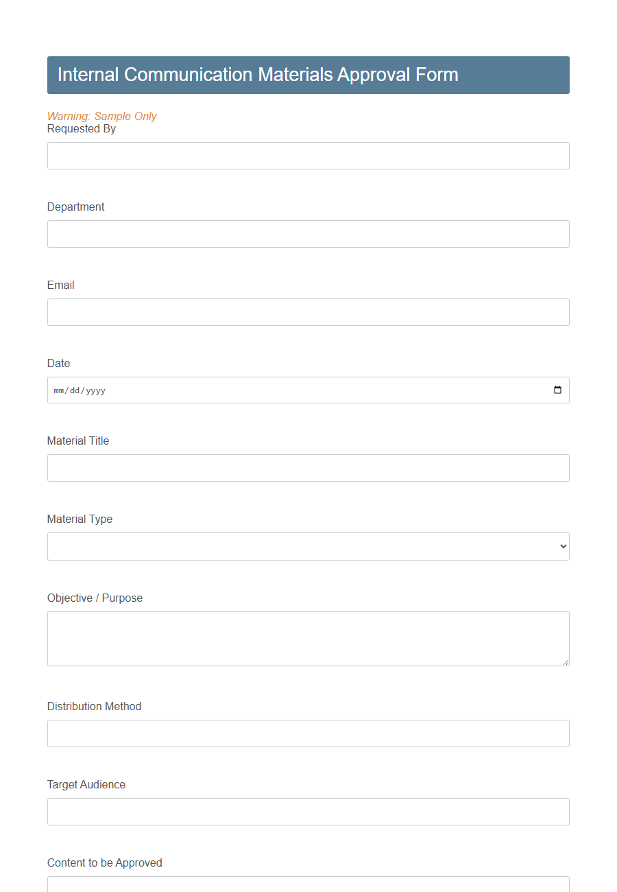 Communication Materials Approval Form PDF Samples