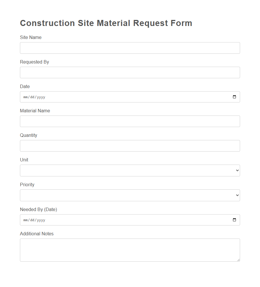 Construction Material Order Form Template PDF Samples