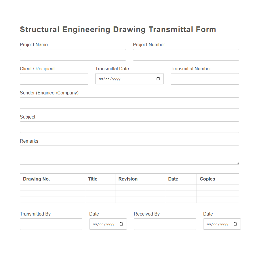 Engineering Drawing Transmittal Form PDF Samples