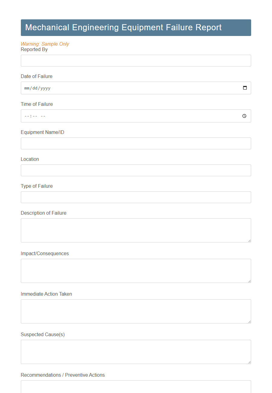 Engineering Safety Incident Report Form Template PDF Samples