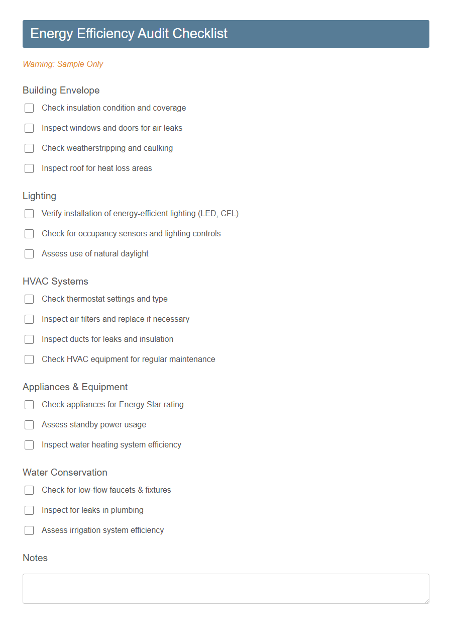 Environmental Audit Checklist Form PDF Samples