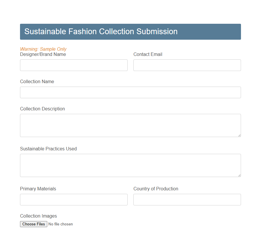 Fashion Collection Submission Form PDF Samples