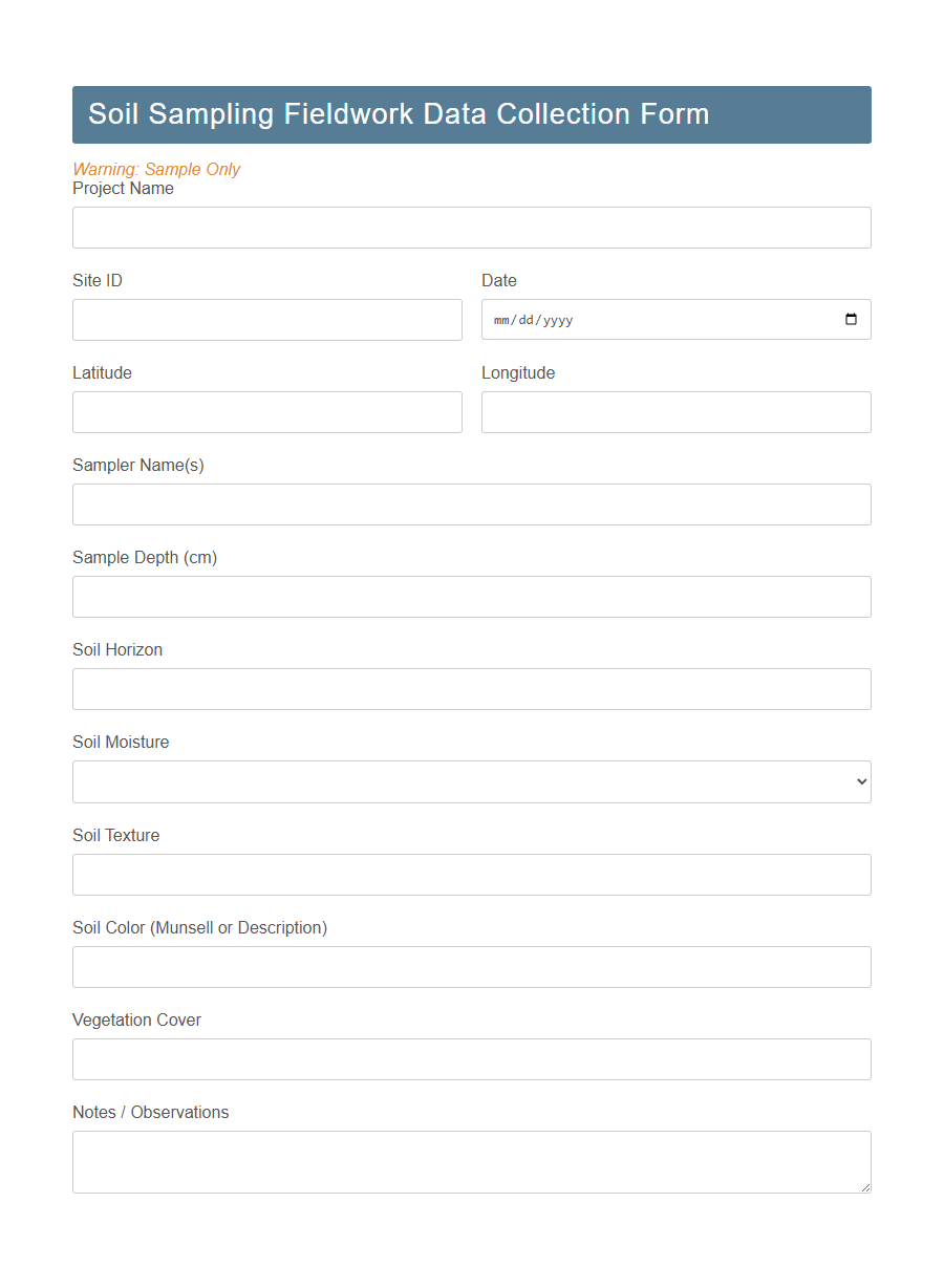 Fieldwork Data Collection Form PDF Samples
