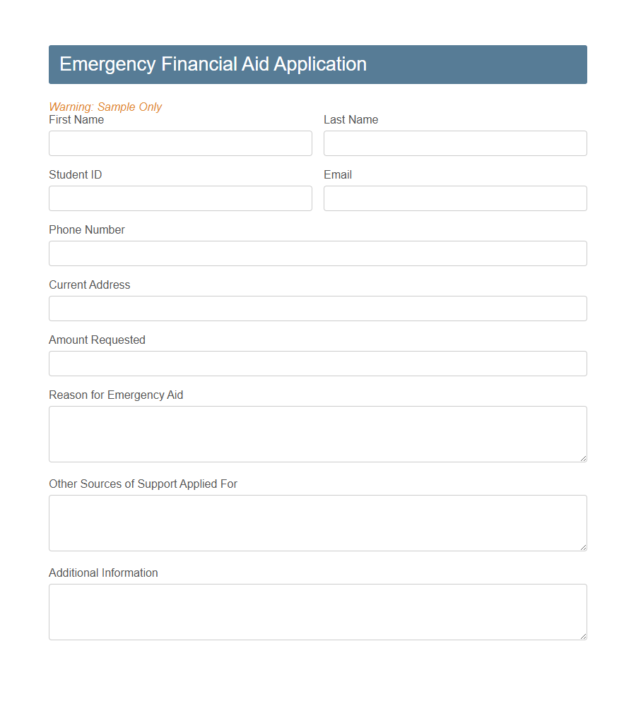 Financial Aid Application Form PDF Samples