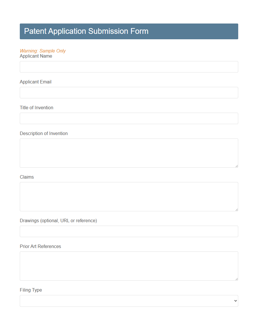 Intellectual Property Registration Form Template PDF Samples