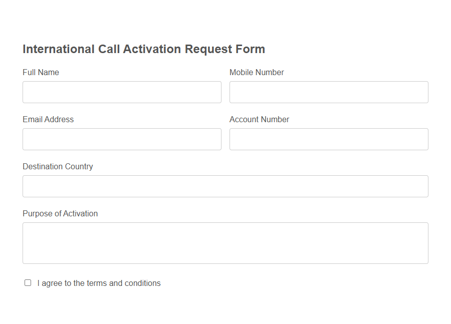 International Call Activation Form PDF Samples