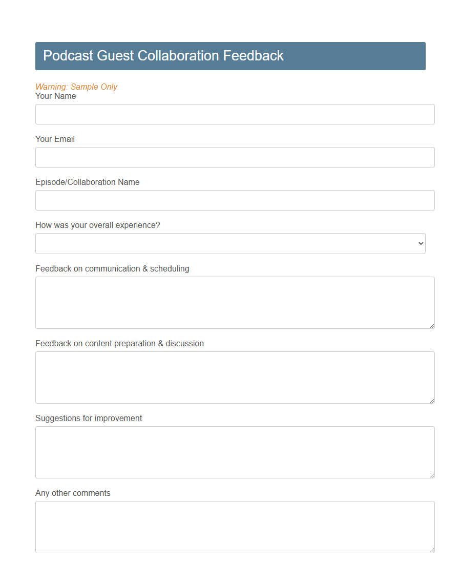 Media Collaboration Feedback Form Template PDF Samples