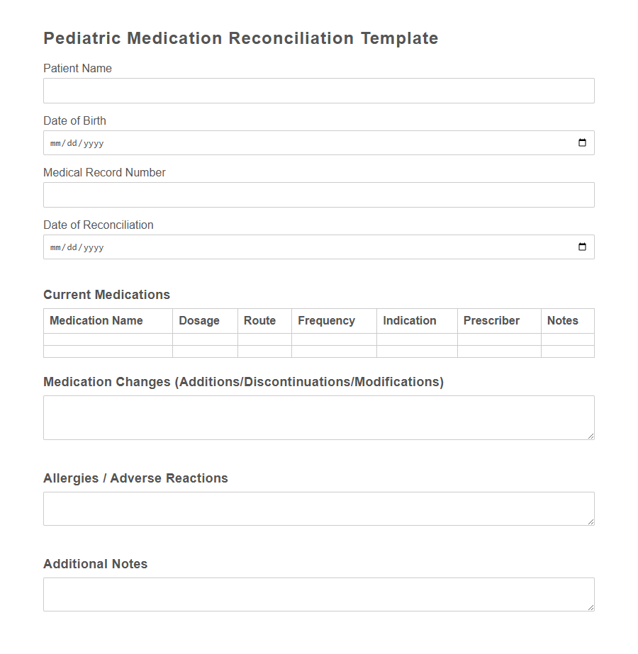 Medication Reconciliation Form PDF Samples