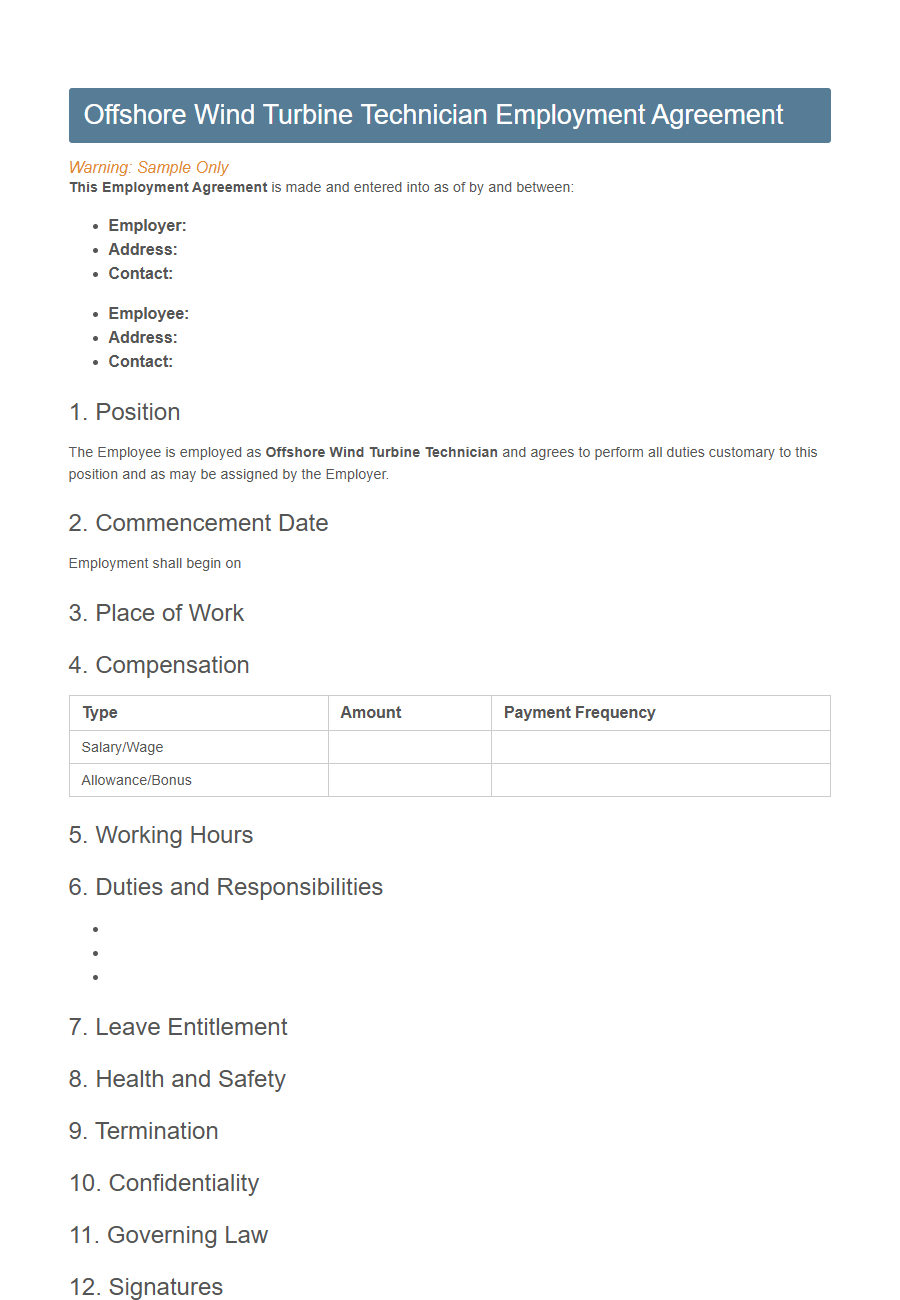 Seafarers' Employment Agreement (Form-Based Template) PDF Samples