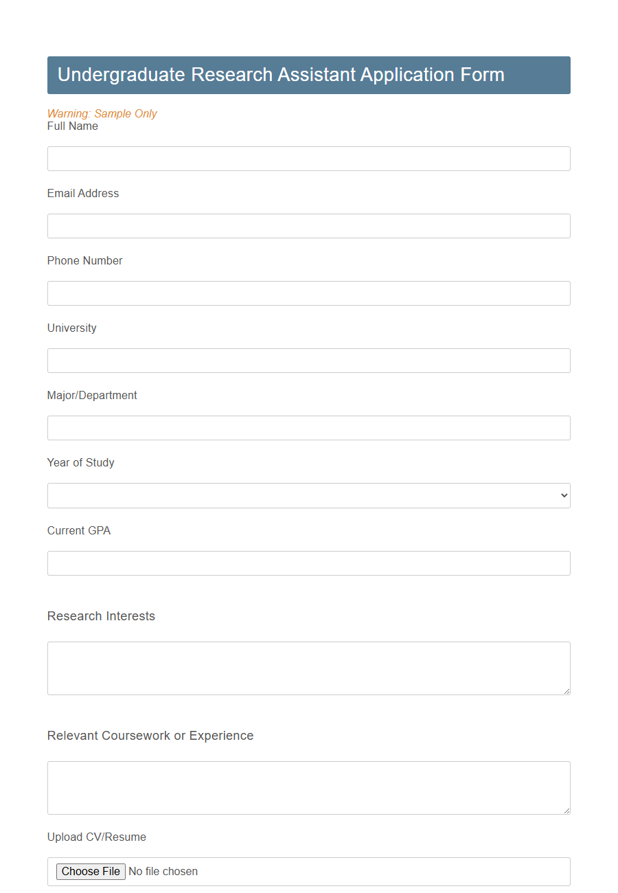 Student Work Study Application Form PDF Samples