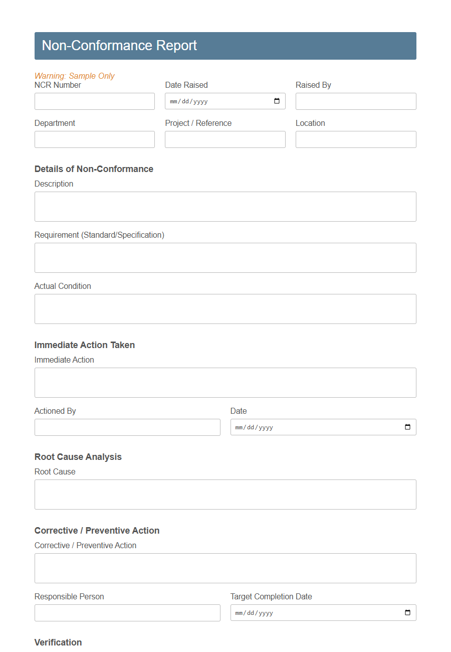 Tolerance Deviation Request Form Template PDF Samples