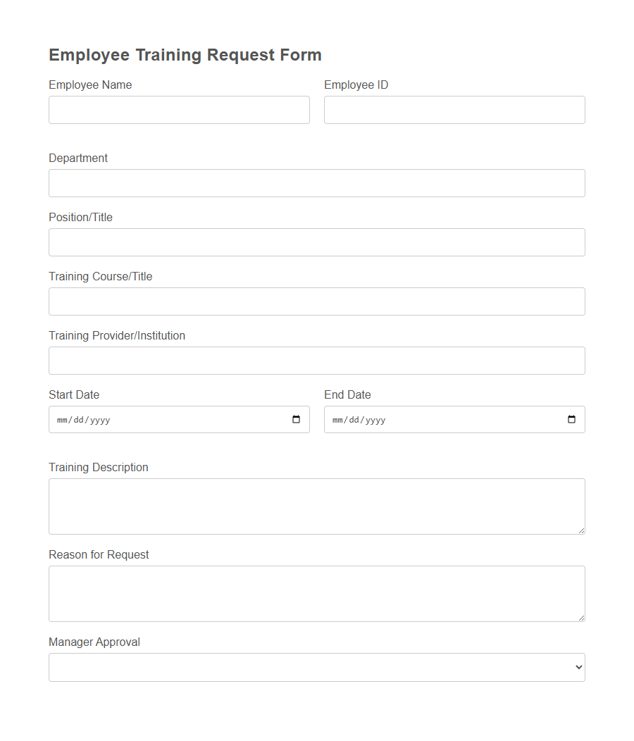 Training Request Form Template PDF Samples